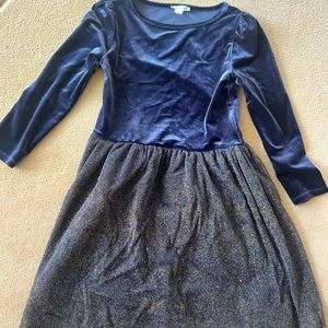 JCrew girls navy velvet glittery skirt party dress.